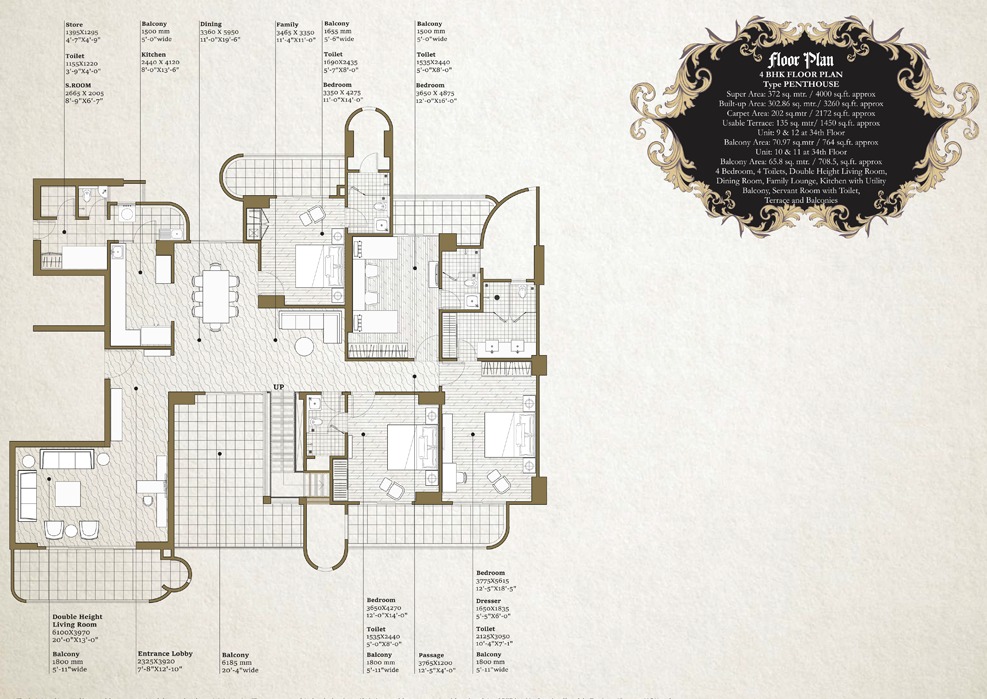4 BHK + 4T + Servent Room