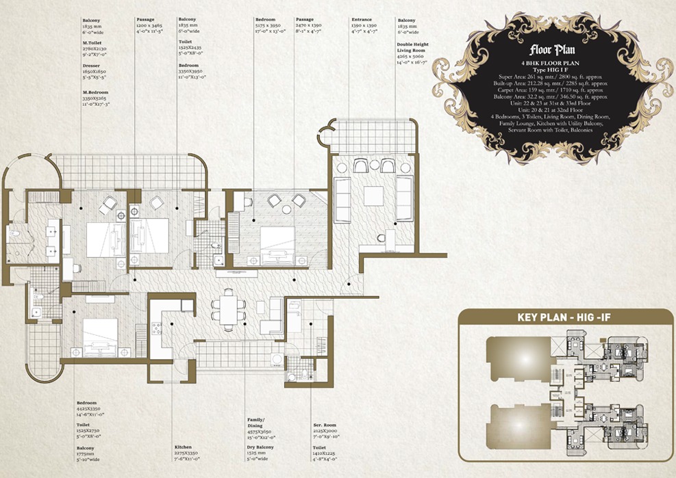 4 BHK + 3T + Servent Room