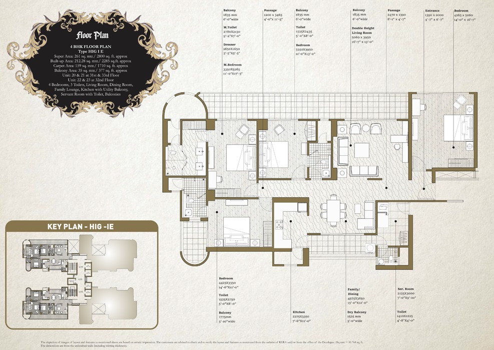 4 BHK + 3T + Servent Room