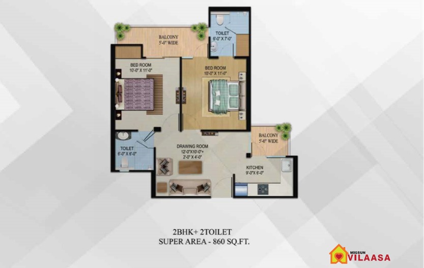 2 BHK + 2T